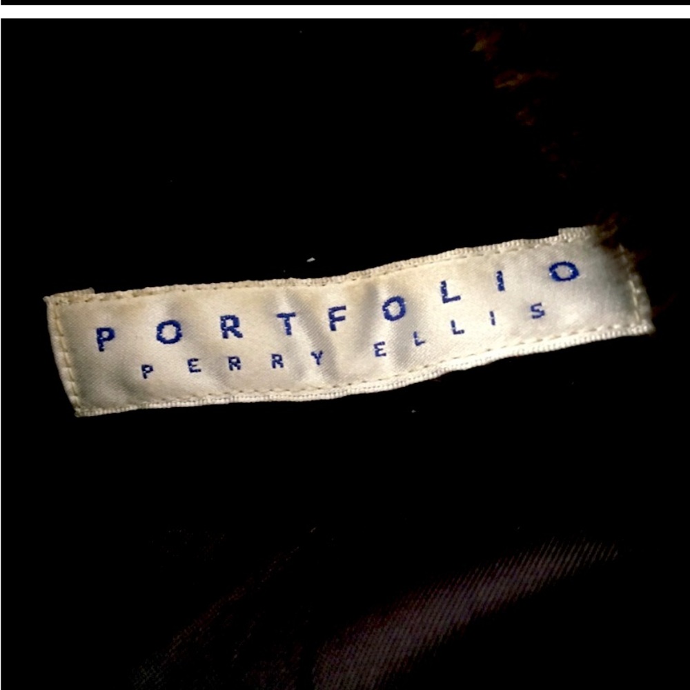 Perry Ellis Portfolio Vintage 100% Merino Wool Coat With Faux Fur Collar 14